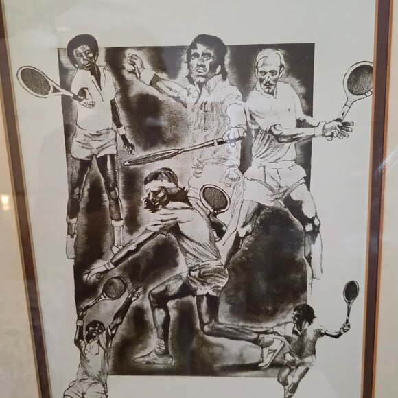 Greats of Tennis Matted Framed Print Signed Raymond 10 of 300 1976 - Picture 2 of 5